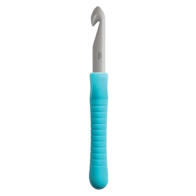 Image of Crochet Hook: Easy Grip Handle with Finger Flat: Aluminium: 17cm x 12mm