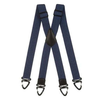 Image of Olata Heavy Duty X Shape Braces/Suspenders with Plastic Carabiner Clips 4cm. Blue