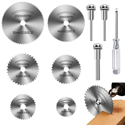 Image of Drill Saw Blades for Dremel Rotary Tool, 6Pcs HSS Disc Wheel Cutting with Screwdriver Wood Plastic Metal