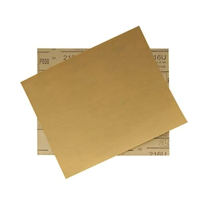 Image of 3M 800 Grit Gold Pre Cut Sandpaper Aluminum Oxide Abrasive Sheet 9 Inch x 11 (Set of 2)