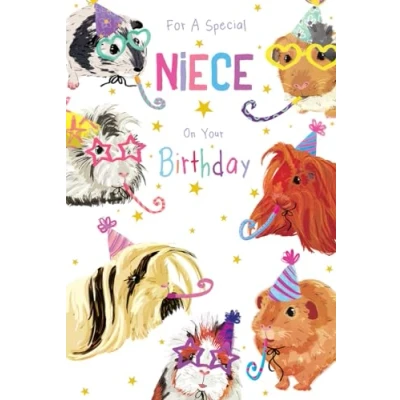 Image of Niece Birthday Card Guinea Pigs 9&quot; x 6&quot; Lovely Verse