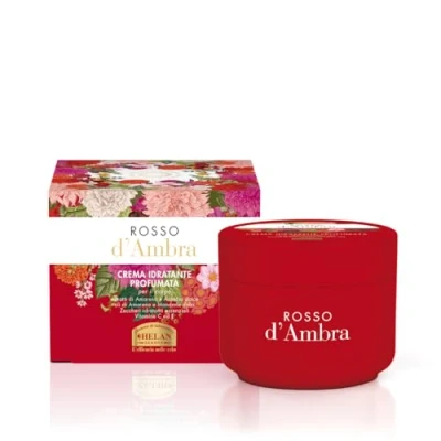 Image of Helan, Amber Red Moisturizing Body Cream Dry Skin with Sweet Almond Oil Vitamin C and E Antioxidant, Natural Origin Scented Nourishing 200 ml