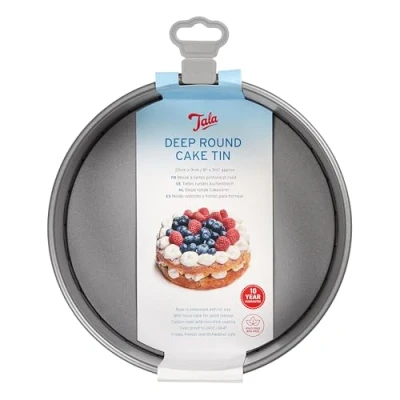 Image of Tala Deep Cake Tins 8 inch / 20cm Loose Bottom Tin Tall Non stick Pan with Removable Base Even Heat Distribution Carbon Steel Baking Tray, Dishwasher &amp; Freezer Safe