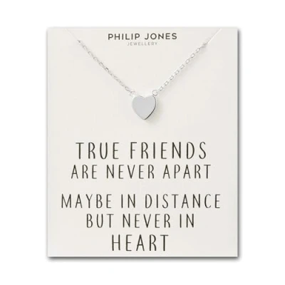 Image of Philip Jones Silver Plated Heart Necklace with Quote Card