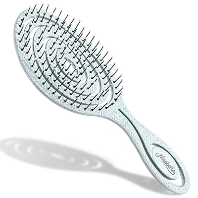 Image of Ninabella Detangling Hair Brush for Women, Men &amp; Children Does not Pull on Recycled Straightening Brushes Straight, Curly Wet Detangle Unique Spiral Hairbrush