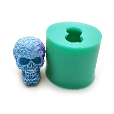 Image of 3D Halloween Skull Cake Decorative Silicone Mold,Handmade Soap Candle Mold Fondant Jelly Chocolate Mousse Mould Baking Aromatherapy Gypsum Polymer Clay DIY Bakeware Pan Ice Cube Tray