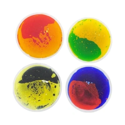Image of Round Liquid Floor Sensory Tiles Set of 4 30cm, Vibrant Colours in Motion for Engaging Play