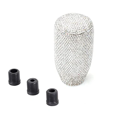 Image of muge racing Bling Crystal Car Gear Shift Knob, Auto Interior AccessoriesGear Lever Knob with 3 Adapters Universal for Most Vehicles(Long)