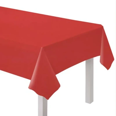 Image of Amscan 9915405 203 Fiesta Red Eco Friendly Re usable Plastic Table Cover 2.74m