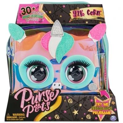 Image of Purse Pets, Y2K Corn Interactive Unicorn Pet Toy &amp; Crossbody Bag, over 30 Sounds Reactions, Kids’ Toys for Girls Tweens