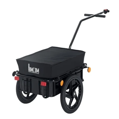 Image of HOMCOM Bicycle Trailer Cargo Jogger Luggage Storage Stroller with Towing Bar Black