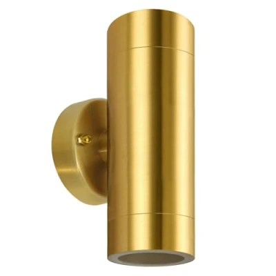 Image of Long Life Lamp Company Outdoor Double Wall Light Brass IP65 Cylindrical and GU10 LED 5w Warm ZLC383