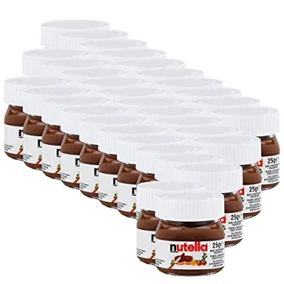 Image of Ferrero Nutella Small Mini Design Jar Set of 32 a 25g, Spread, Nut Nougat Cream, Chocolate Spread