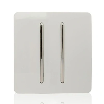 Image of Trendi 2 Gang 1 Way Artistic Modern Glossy 10 Amp Rocker Tactile Light Switch White