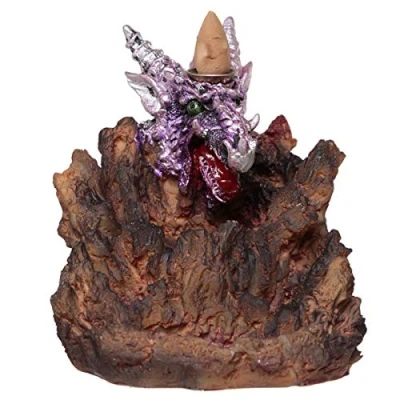 Image of Puckator Purple Dragon LED Backflow Incense Burner Home Zen Meditation Decor Accessories Waterfall Cone Spiritual Feng Shui Gothic Goth Relaxation Gifts Gift Desk Ornaments