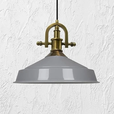 Image of bamyum Asletl Marine Hanging Lamp Industrial Pendant Light, 41 cm Shades, Modern Metal Kitchen Island Lights, E27 for Living Room and Dining Room, Grey Light