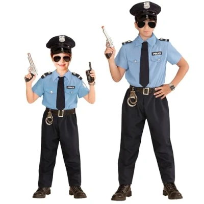 Image of WIDMANN 04026 Police Officer Costume, PC, Career, World Book Day, Constable, Carnival, Halloween, 128 cm (5 7 Years)