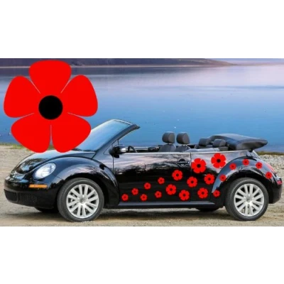 Image of 64 RED POPPY CAR DECALS, STICKERS,CAR GRAPHICS,FLOWER DECALS