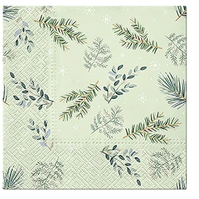 Image of 3Ply Christmas Serviettes Traditional Xmas Tissue Paper Napkins 33cm x Pack of 20 (Delicate Twigs)