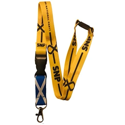 Image of PAC Supplies Global 20MM Political Neck Lanyard With Safety Breakaway &amp; Detachable Buckle Clip (Scottish National Party, 1 Lanyard)