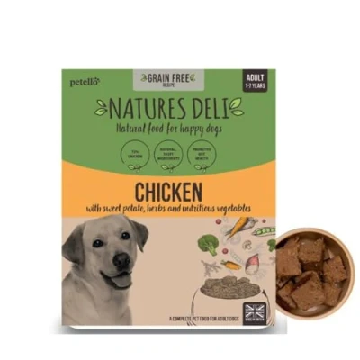 Image of Natures Deli Adult Grain Free Wet Dog Food, Chicken with Sweet Potato, Herbs and Vegetables, Natural Complete Food Trays, 7 x 400g