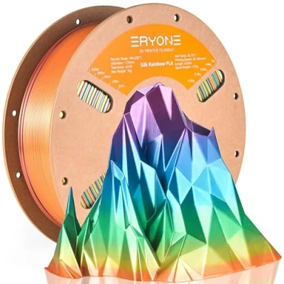 Image of ERYONE Ultra Silk PLA Filament, Silky Glossy Finish Fast Color Change Rainbow 1.75mm, +/ 0.03mm, 1kg(2.2LBS)/Spool, Mountain Mirage