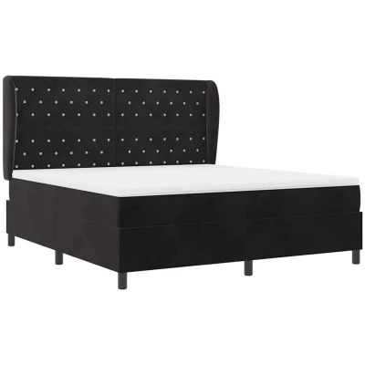 Image of Box Spring Bed with Mattress Black 180x200 cm Velvet Vidaxl