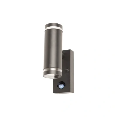 Image of Outdoor GU10 Up/Down PIR Wall Light IP54 Anthracite Grey Integral LED