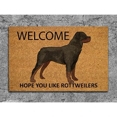 Image of Ensound The Rottweiler Door Mat,Rottweiler Welcome Hope You Like Rottweilers Dogs Mats,Funny Doormat,Welcome Mats 36x24 Inch