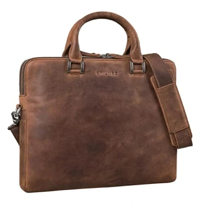 Image of STILORD &#039;Jill&#039; Vintage Business Bag Leather Women Briefcase Genuine Laptop 15.6 inch elegant Handbag for Work Office University, Colour:oak brown