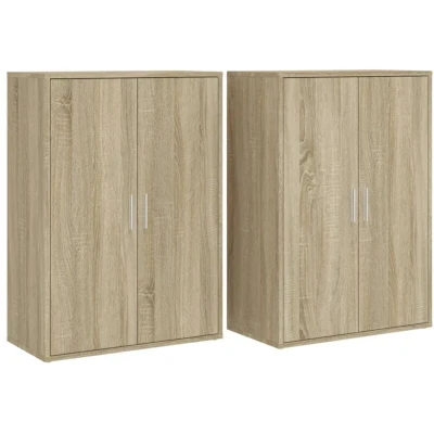 Image of vidaXL Sideboards 2 pcs Sonoma Oak 60x31x84 cm Engineered Wood