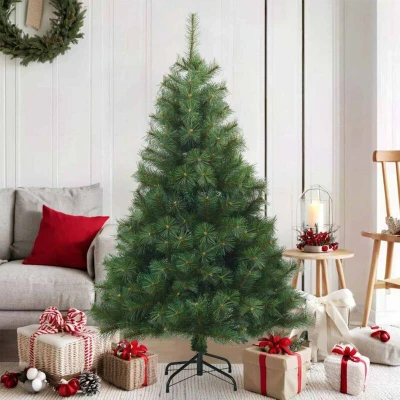 Image of vidaXL Artificial Hinged Christmas Tree Green 150 cm PVC, steel