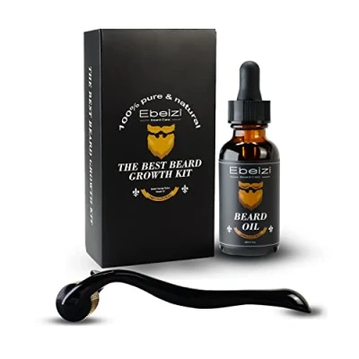 Image of Ebeizi Beard Growth Kit for Men, Roller with Oil, Stimulate Patch and Hair Growth, 0.5mm Derma Amazing
