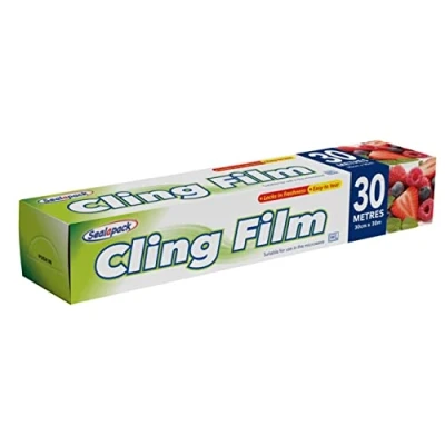 Image of Cling Film All Purpose Food Wrap with Cutter for Storing Roasting Cooking Baking Freezing 30cm X 30M (Cling Film)
