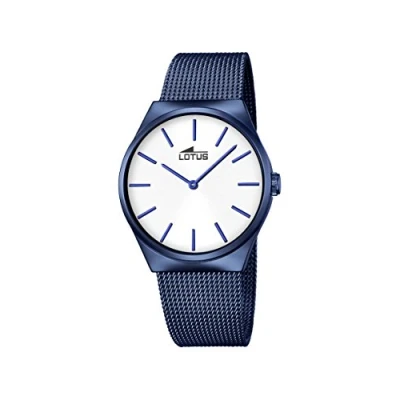 Image of Lotus Unisex Quartz Watch with Silver Dial Analogue Display and Blue Stainless Steel Plated Bracelet 18287/1