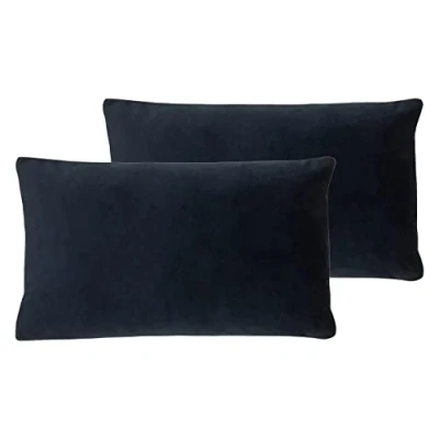Image of Evans Lichfield Sunningdale Polyester Filled Cushions (Twin Pack), Midnight, 30 x 50 cm