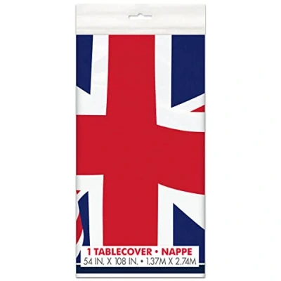 Image of Unique 28793 Plastic Tablecloth 2.74 1.37 m Union Jack Party, Multicolour, 2.74m x 1.37m