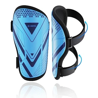 Image of Shin Pads Boys CE Certified Airsfish Kids Football Guards Breathable Non Slip Extended Adjustable Straps Lightweight Soccer for Girls Teens Leg Calf Protective Gear