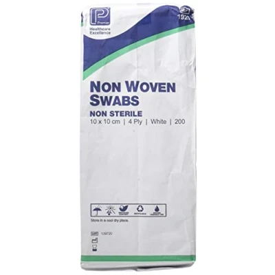 Image of Premier 1920 Non Sterile Woven Swabs 4 Ply 10 cm x White Paper Packs (Pack of 200)