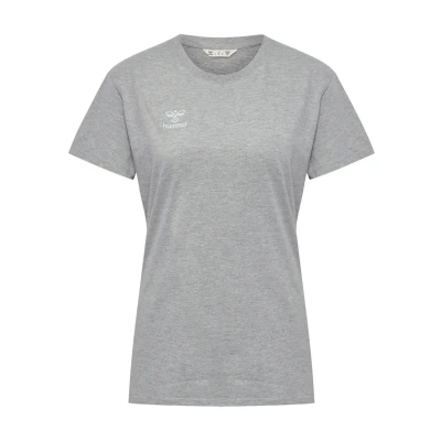 Image of hummel GO 2.0 T Shirt S/S Women&#039;s Short Sleeve Sports for Sports, Fitness and Leisure Basic Made of 100% Organic Cotton Stretchy Material Crew Neck Grey Melange