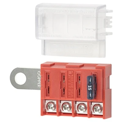 Image of Blue Sea Systems 5023 ST Blade Battery Terminal Fuse Block 4 Circuit with Cover, Beige