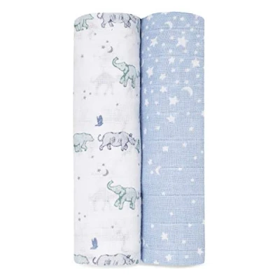 Image of aden + anais™ large swaddles 2 pack cotton muslin jungle jam (Rising star)