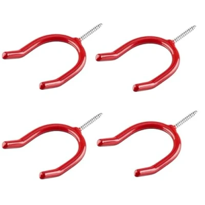 Image of TERF® Tool Hook Screw in Hooks Storage Shed Garage Utility Multi Purpose Set Heavy Duty Wall Mount Vinyl Coated Household for Garden Tools Pack of 4