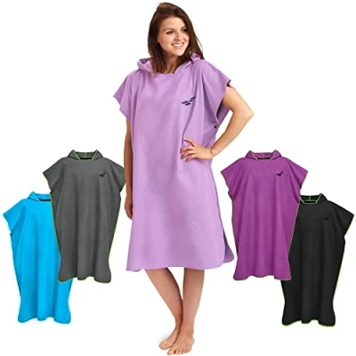 Image of Fit Flip Changing Robe Towel Poncho Adult Microfibre Swim and Surf Quick Dry Hooded for Men Women size L, Lilac