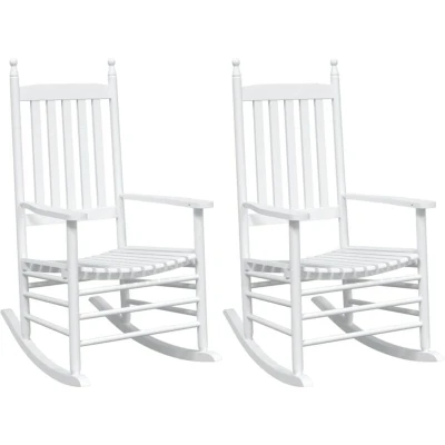 Image of vidaXL Rocking Chairs with Curved Seats 2 pcs White Solid Wood Fir