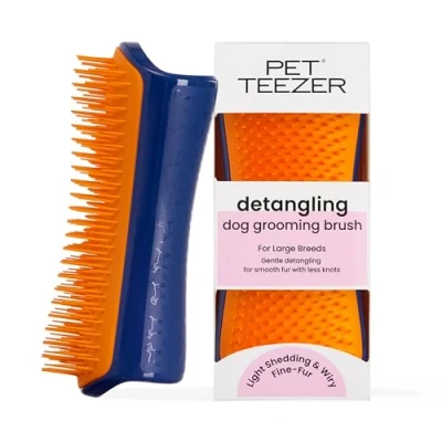 Image of Tangle Teezer Pet Detangling and Dog Grooming Brush Dry or Bath Navy &amp; Orange