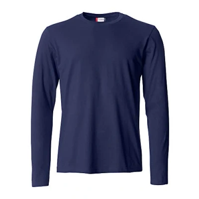 Image of Clique Men&#039;s Long Sleeve T Shirt Basic L/S, Cotton Jersey, Elastic Collar, Sweatband, Slim Fit Fit, Navyblue, XXL