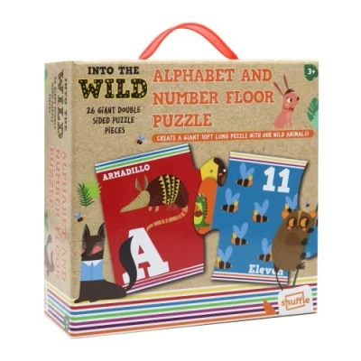 Image of Shuffle Wild Alphabet &amp; Numbers Floor, 26 Double Sided Puzzles, Gift for Ages 3+, Multicolour