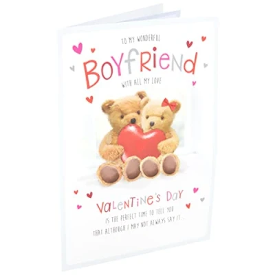 Image of Piccadilly Greetings Cute Valentine&#039;s Card Boyfriend 9 x 6 inches Regal Publishing