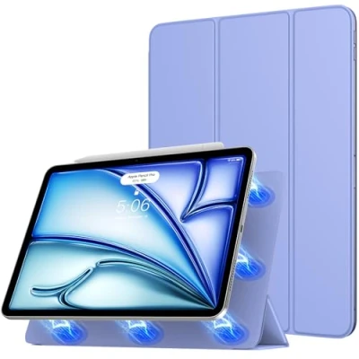 Image of TiMOVO Case for iPad Air 11 Inch M2 2024, 6th/5th/4th Generation (2024/2022/2020), Strong Magnetic Trifold Stand Cover, Support Apple Pencil Pro/2nd/USB C Lavender Purple